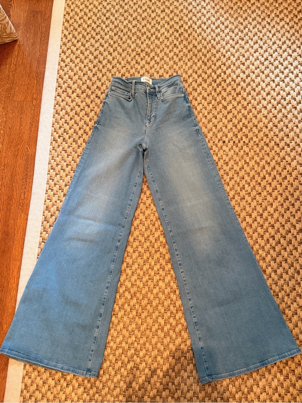 Frame Denim Wide-Leg Flare Jeans in Light Blue
